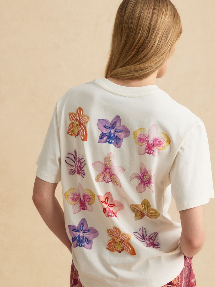 Beiges T-Shirt aus reiner Baumwolle mit kurzen &Auml;rmeln_0