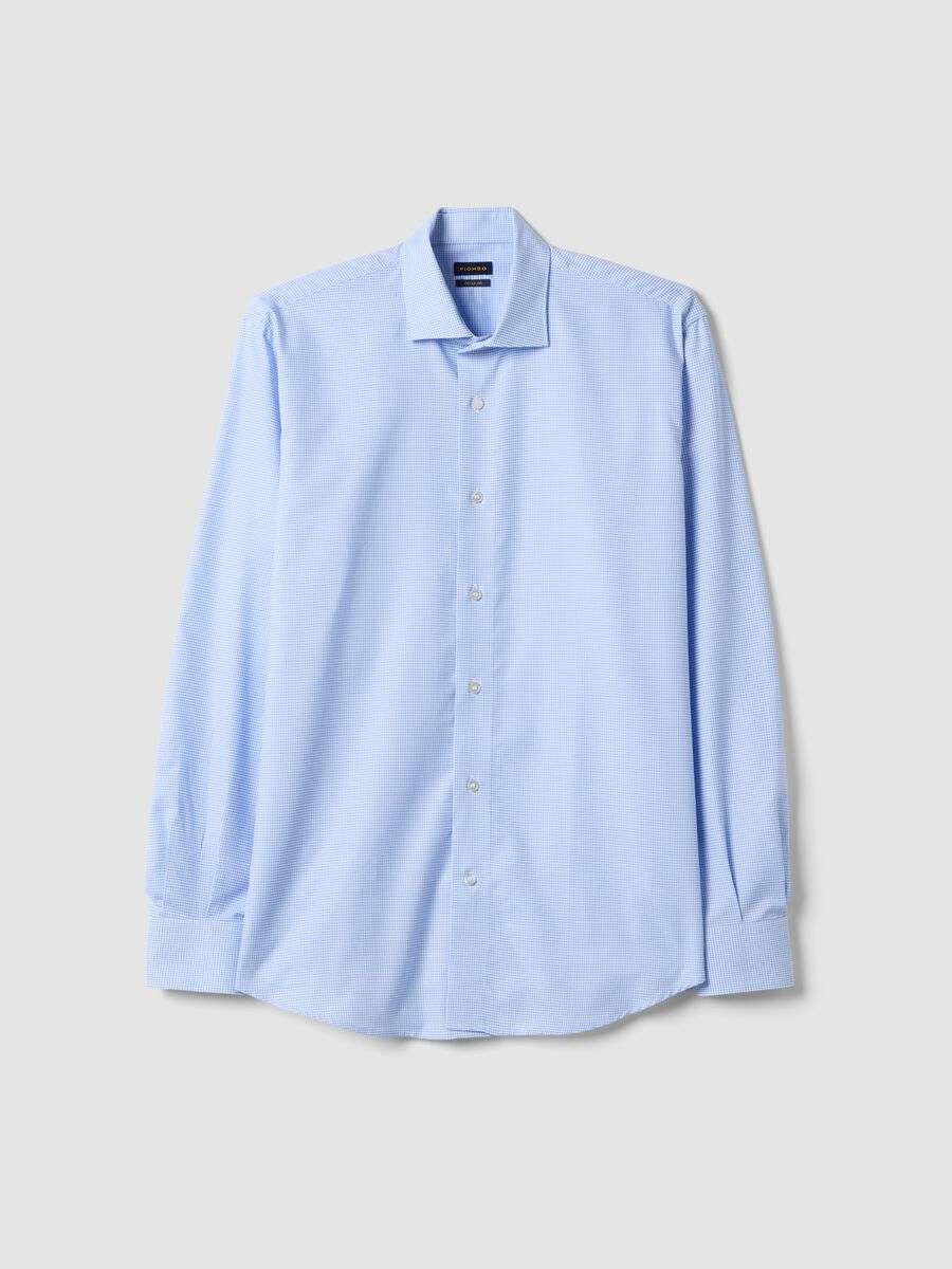 Blue and white check pure cotton shirt regular fit easy iron_0