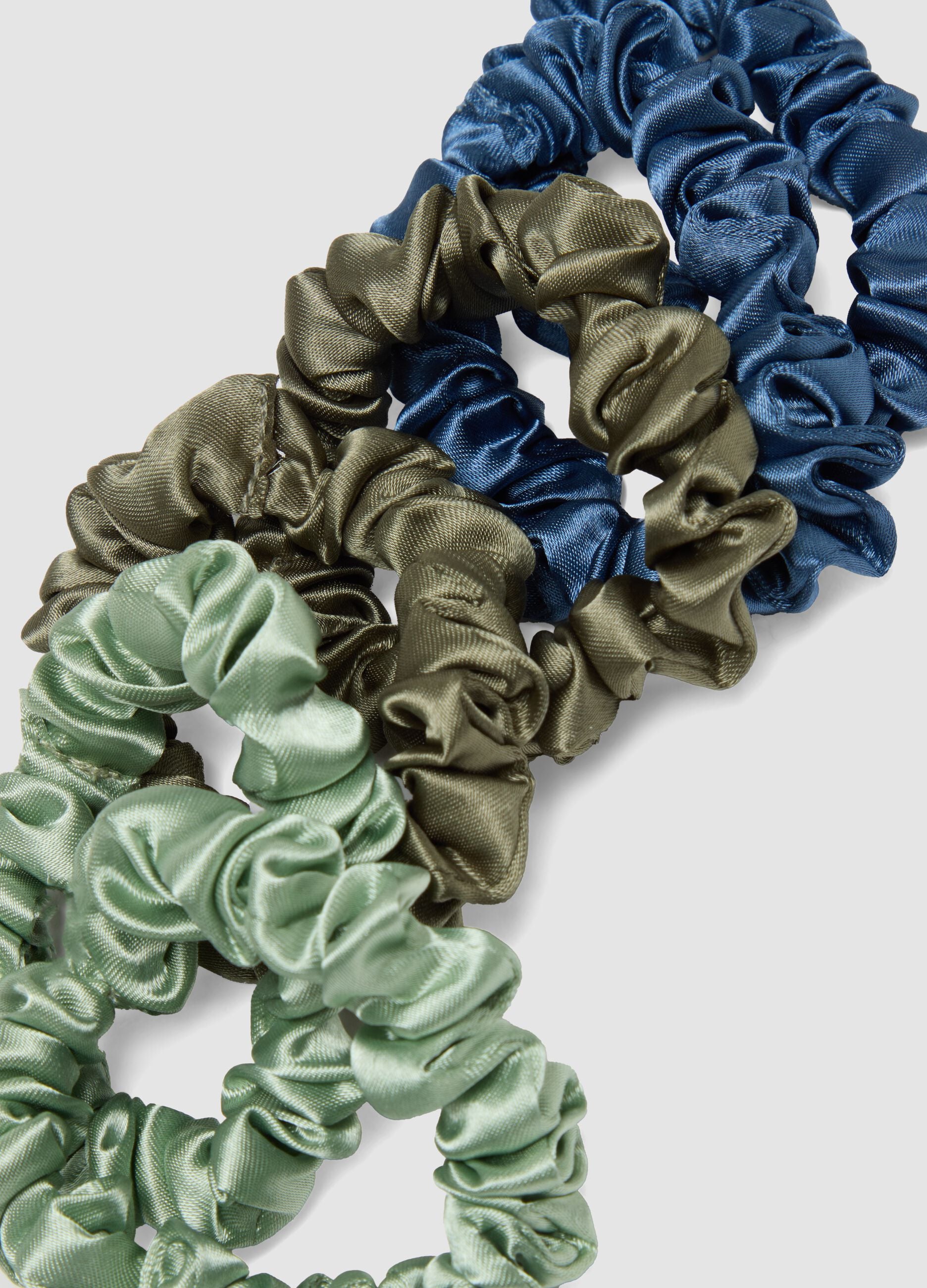 SINCERELY HAIR Small Satin Scrunchies 6-Pack Blue & Green
