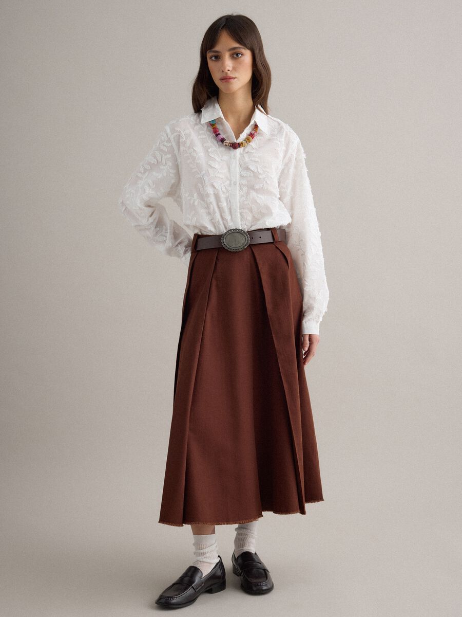 White oversized pure cotton shirt with floral embroidery_2