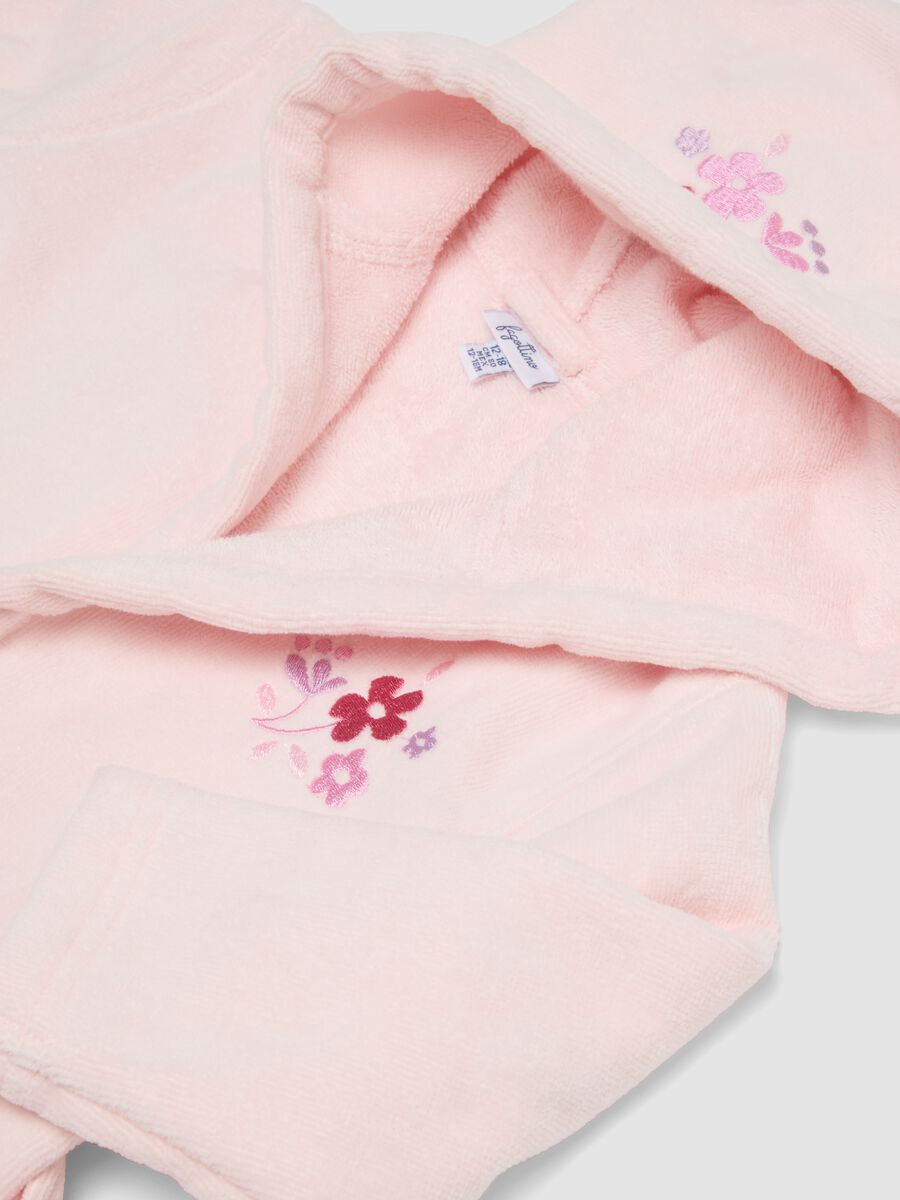 Pink organic cotton hooded bathrobe for baby girls and toddlers_3