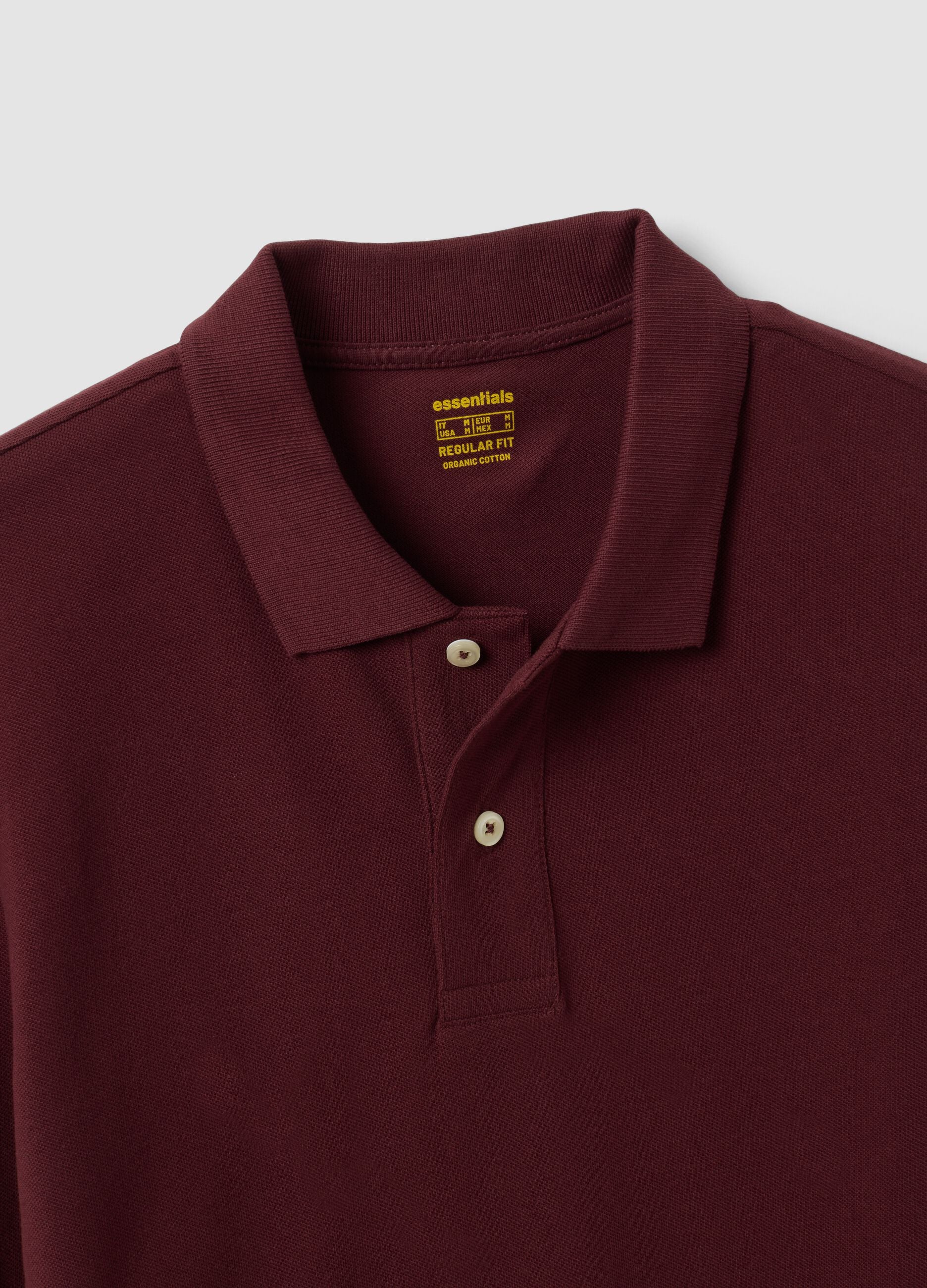 Rotes Langarm-Poloshirt aus Piqu&eacute; aus reiner Bio-Baumwolle, Regular Fit
