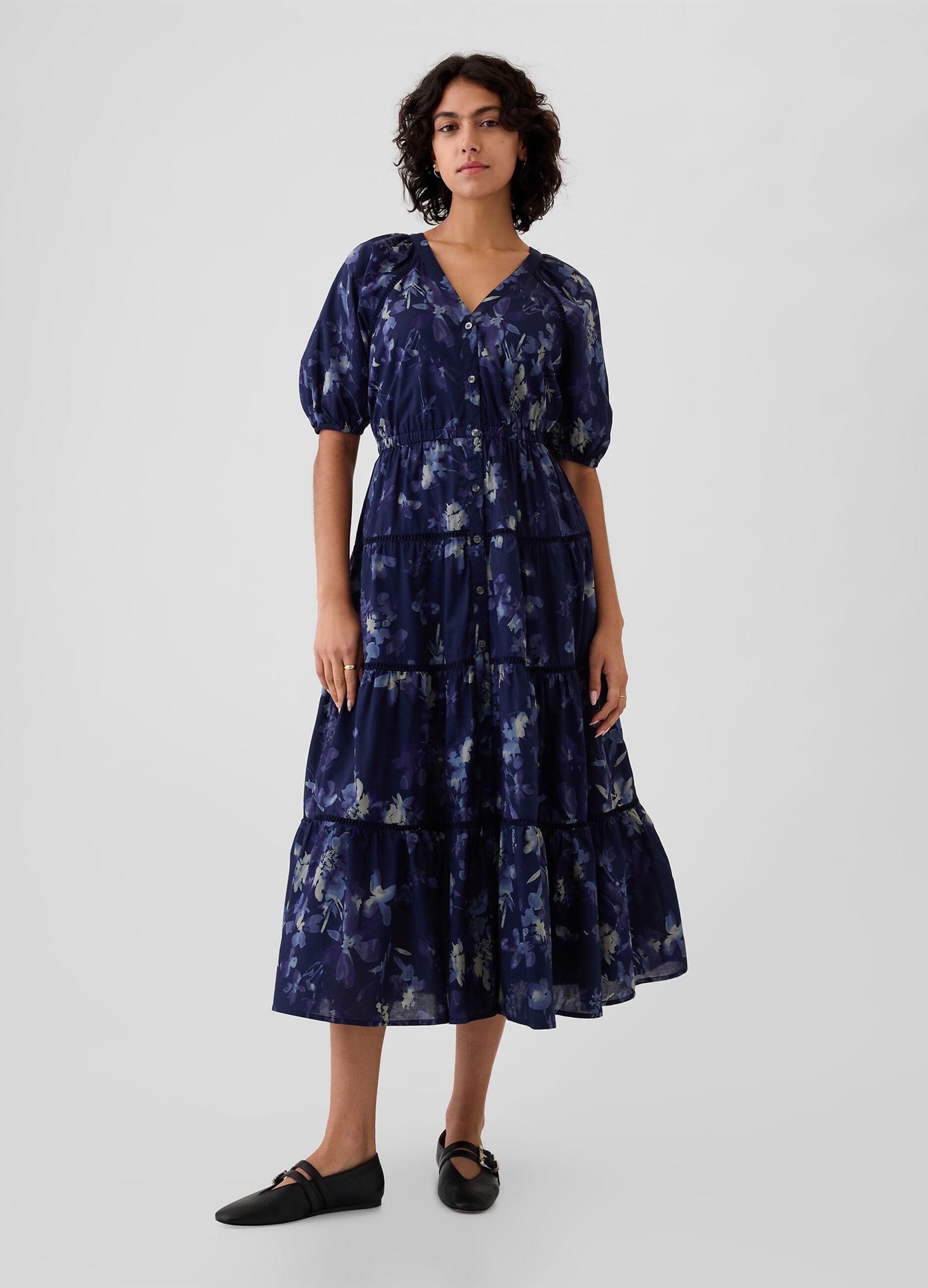 Long shirt dress with flounces