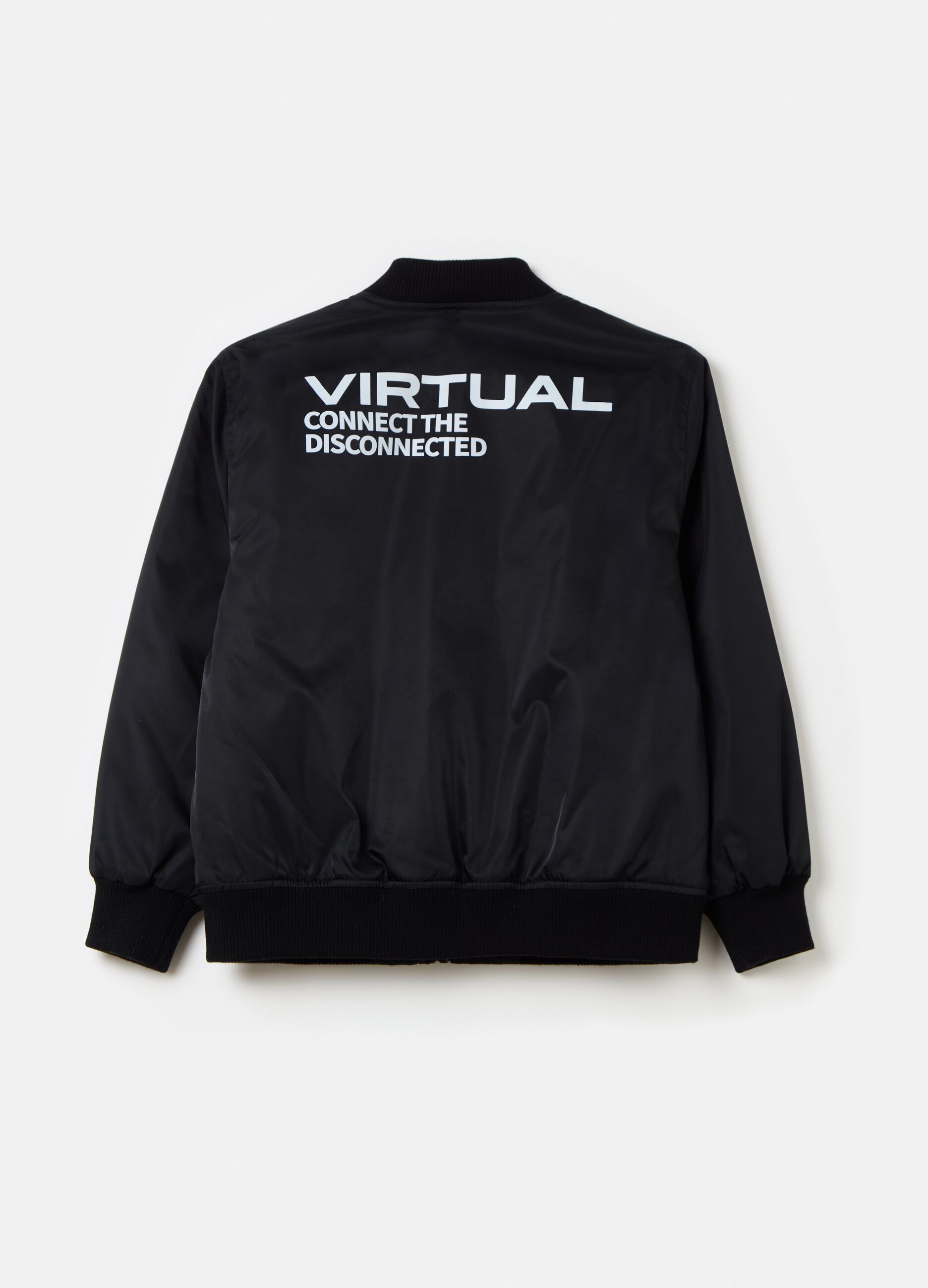 Bomber jacket with lettering print