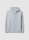 Grey regular fit hoodie with front zip collar_4