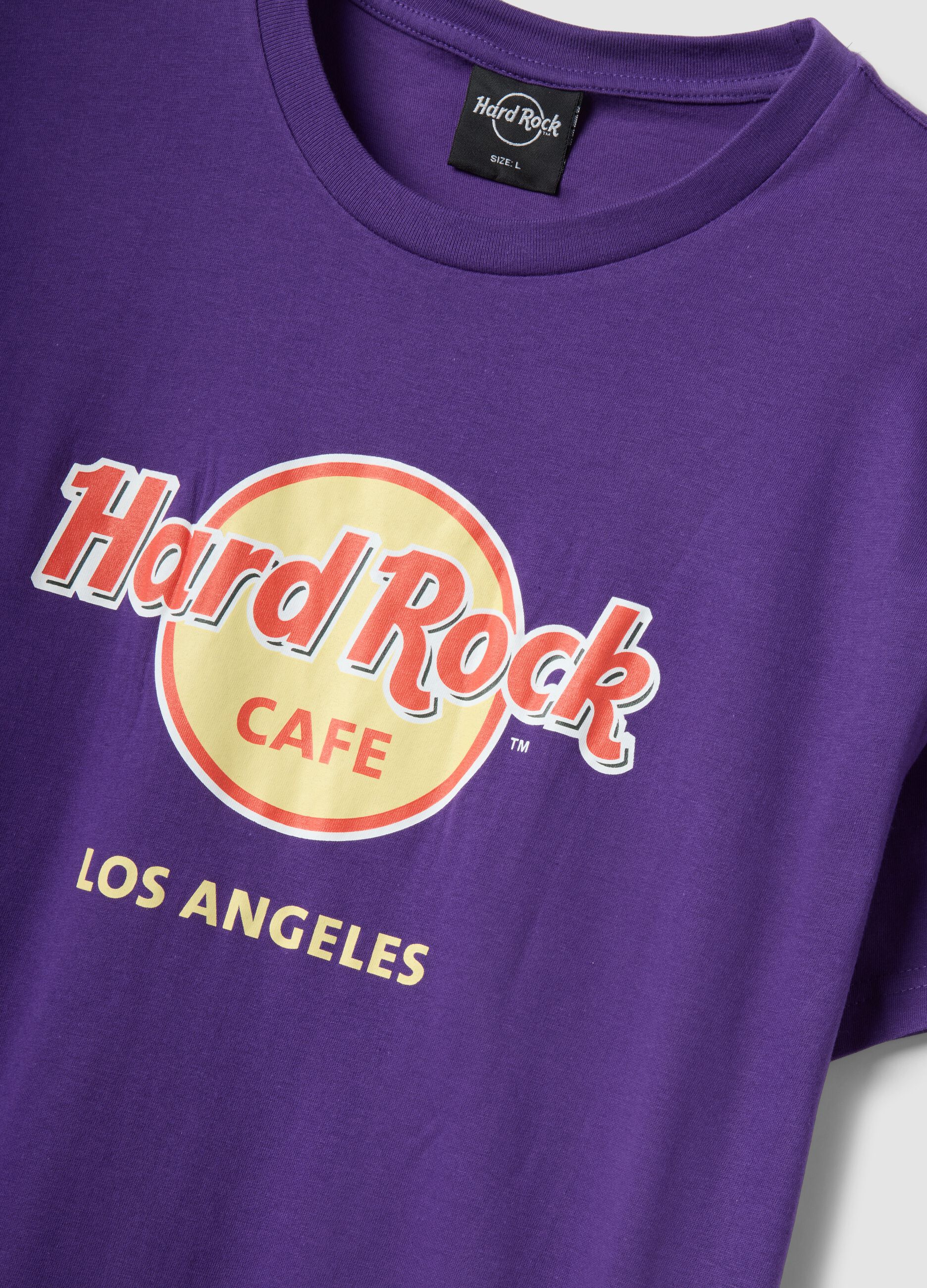 Violettes T-Shirt aus reiner Baumwolle mit Hard Rock Cafe Print, Regular Fit
