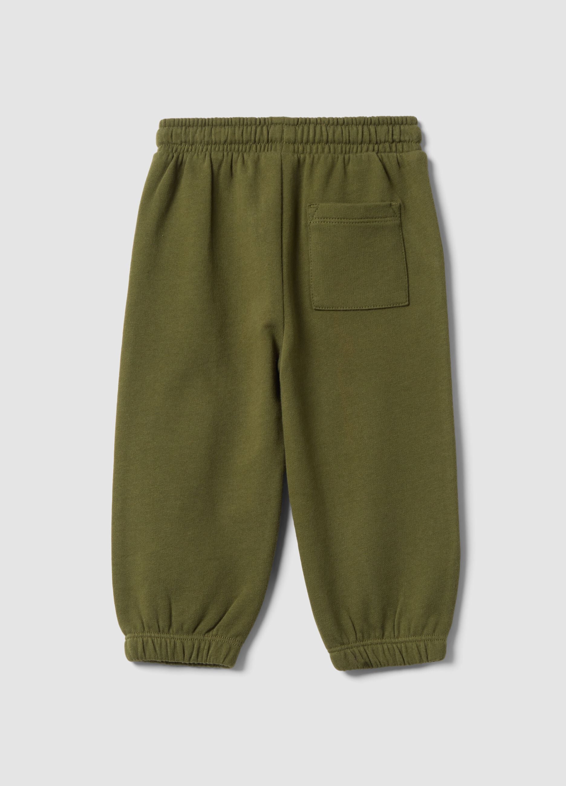 Green pure cotton jogger trousers with car print for boys