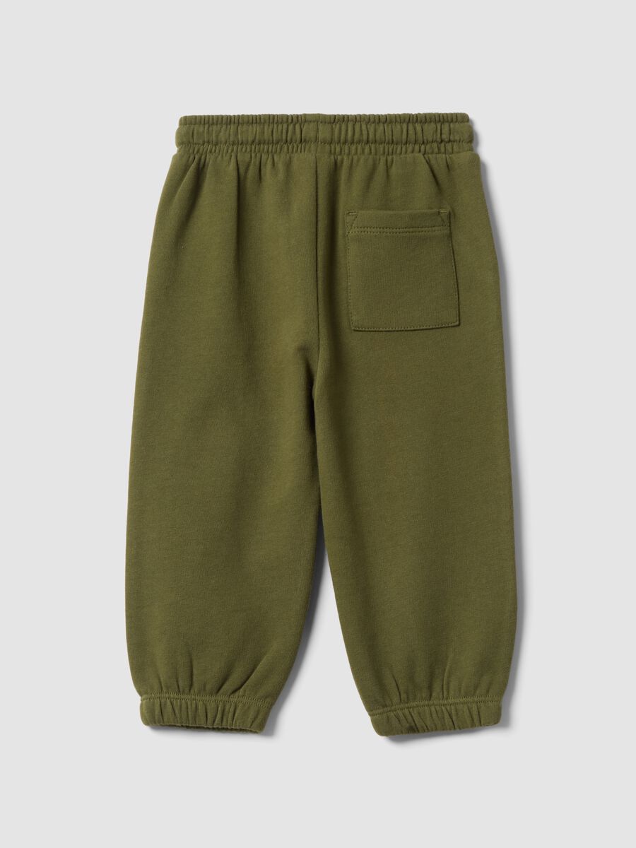 Green pure cotton jogger trousers with car print for boys_1