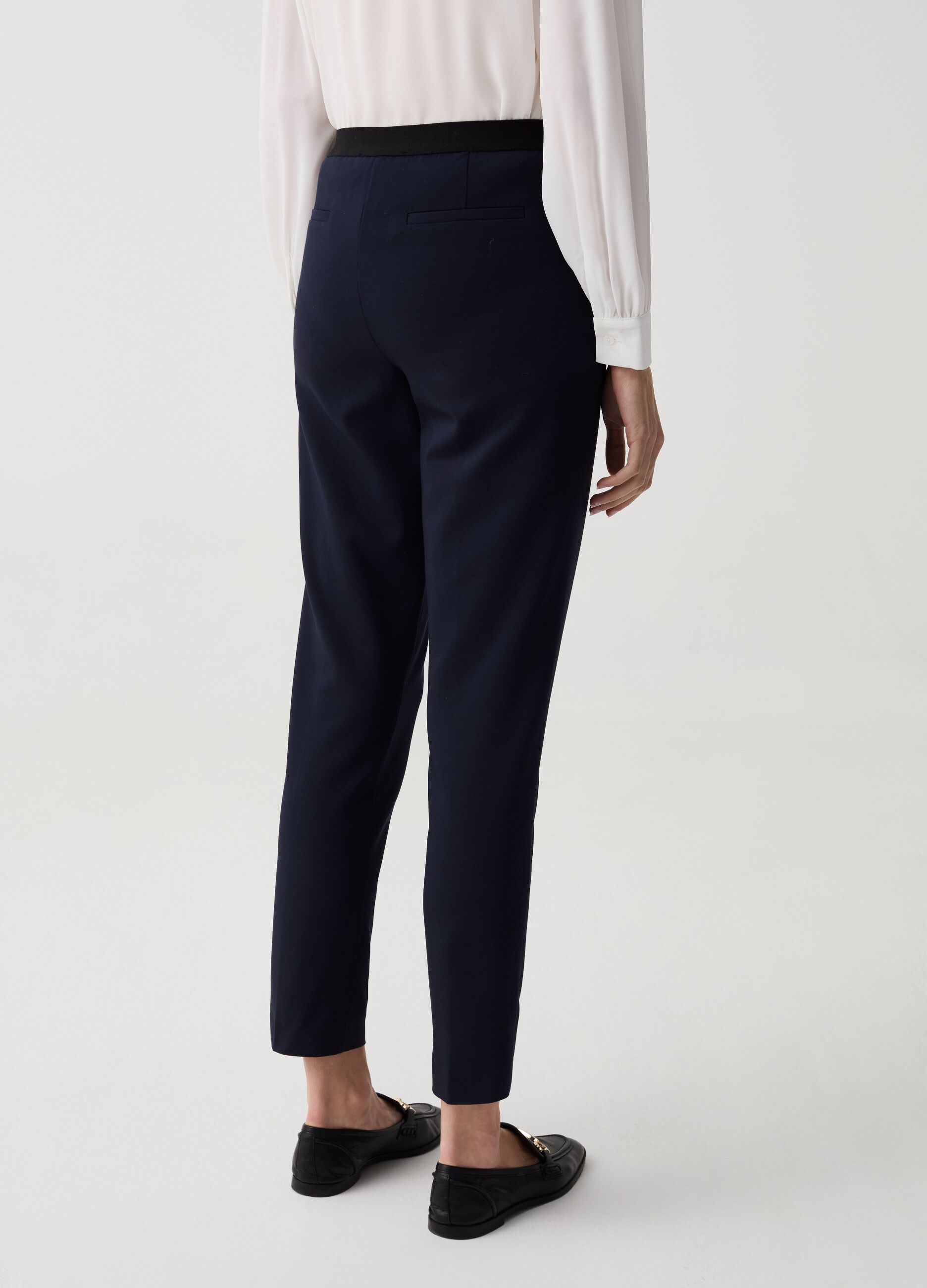 Cropped stretch cigarette trousers