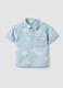 Light Blue Pure Cotton Denim Child's Shirt Regular Fit with Palm Trees_0