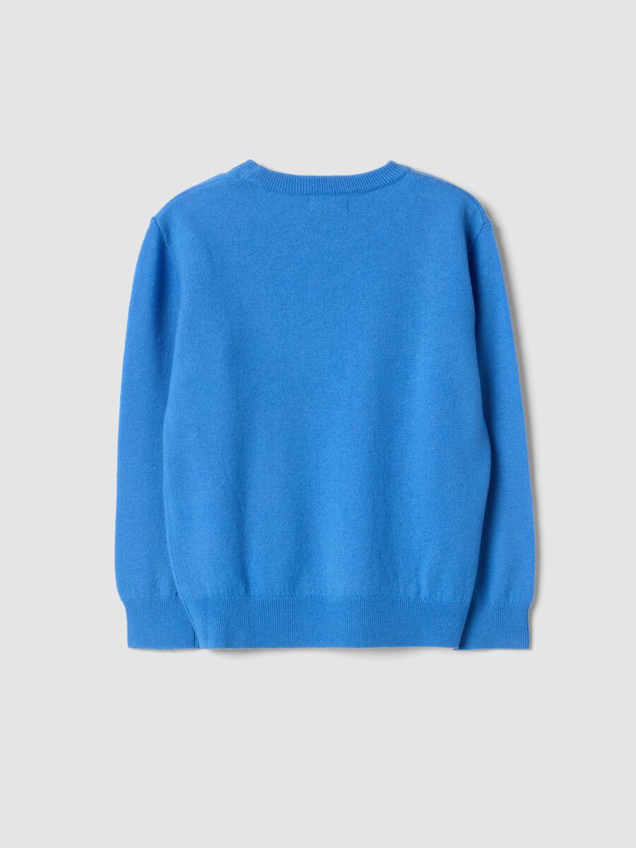 Maglia azzurra in pura lana a maniche lunghe regular fit_2