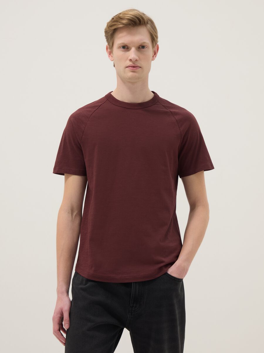 Red pure cotton regular fit T-shirt_0