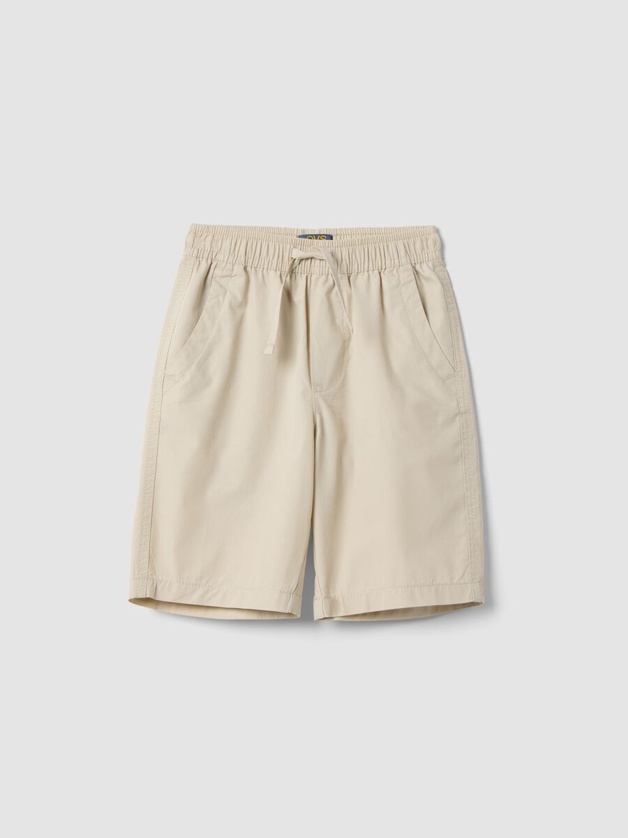 Children's pure cotton beige shorts regular fit_0