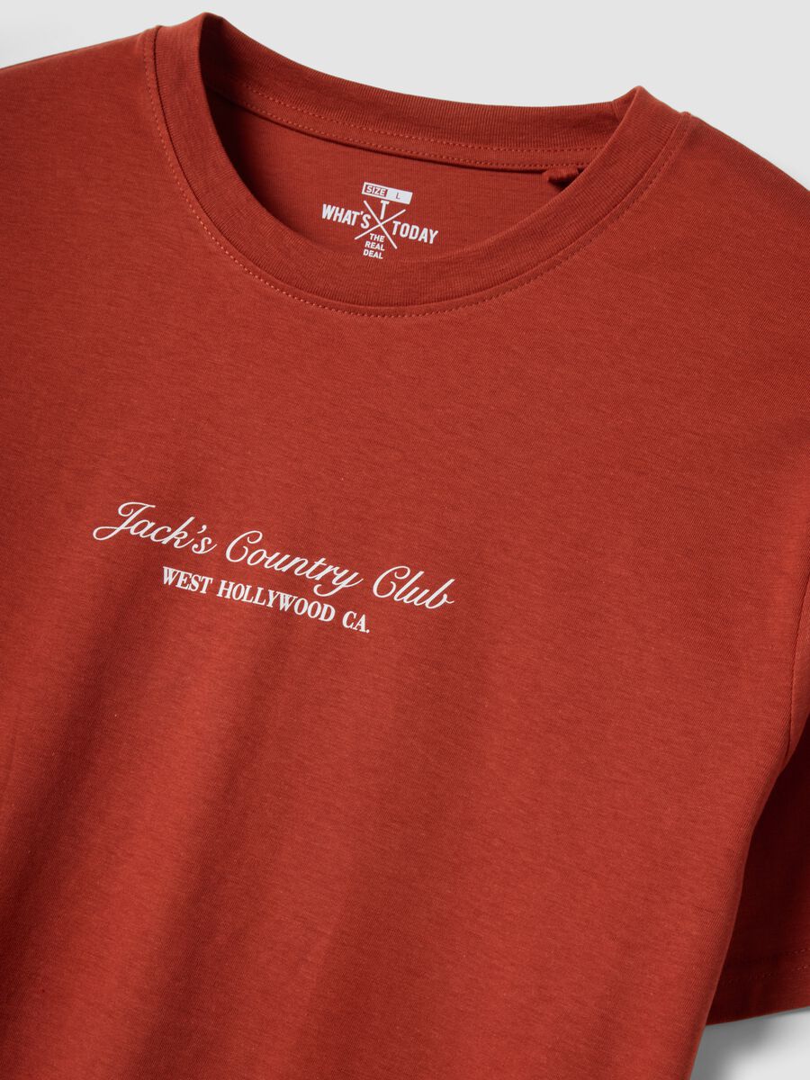 Rotes T-Shirt mit Schriftzug aus reiner Baumwolle, Regular Fit_1