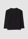 T-shirt nera in cotone organico elasticizzato con stampa macchina_1