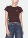 Brown pure cotton crew-neck T-shirt with slogan_3