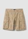 Beige stretch cotton cargo bermuda shorts_4