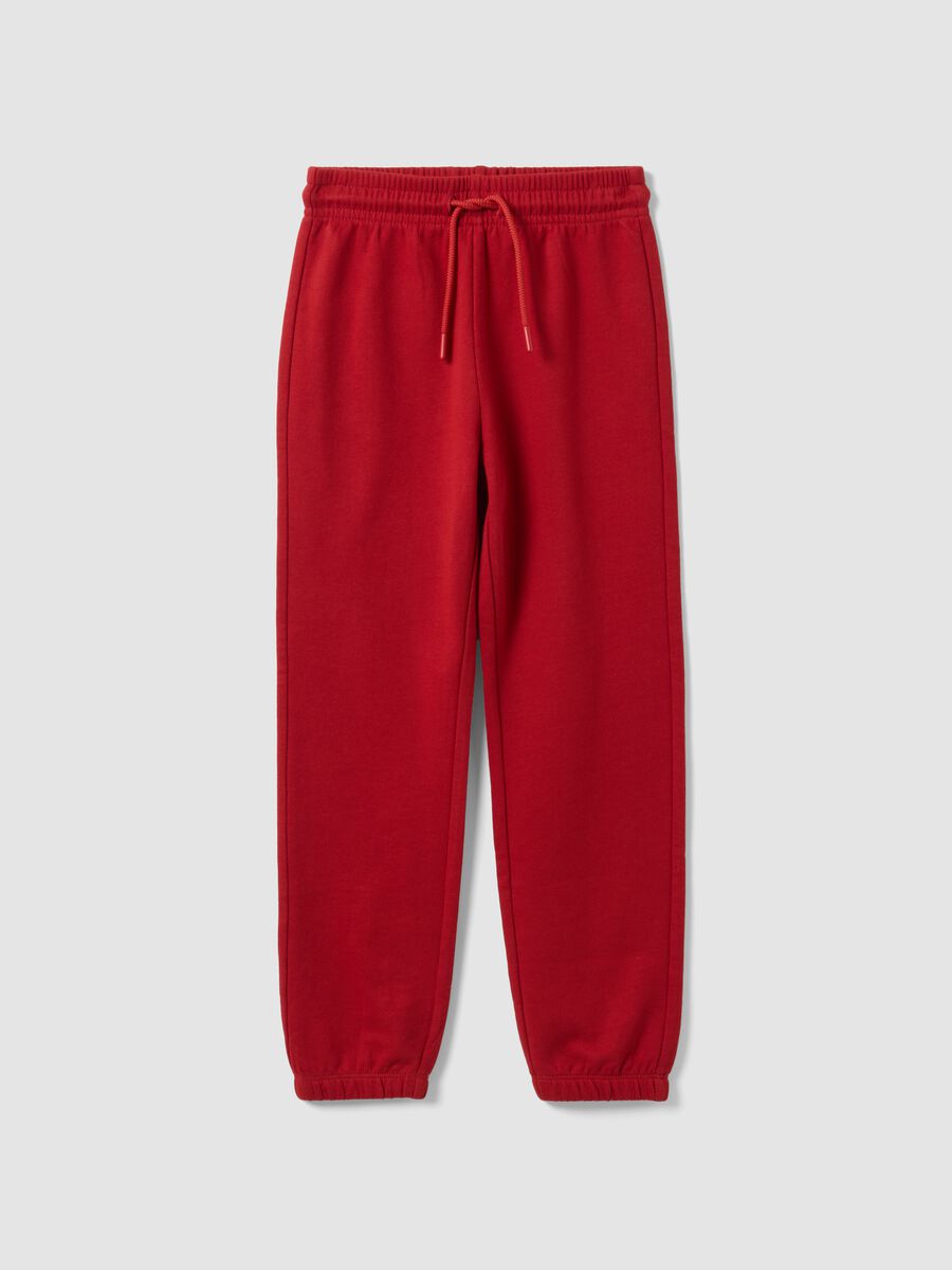 Red regular-fit joggers in pure organic cotton for boys_0