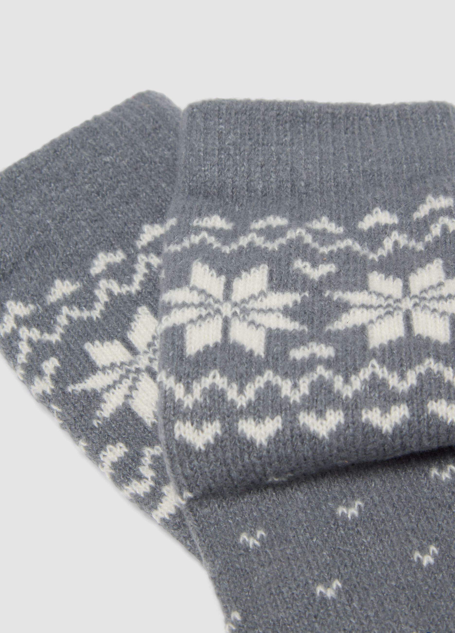 Grey melange jacquard stretch-fabric socks
