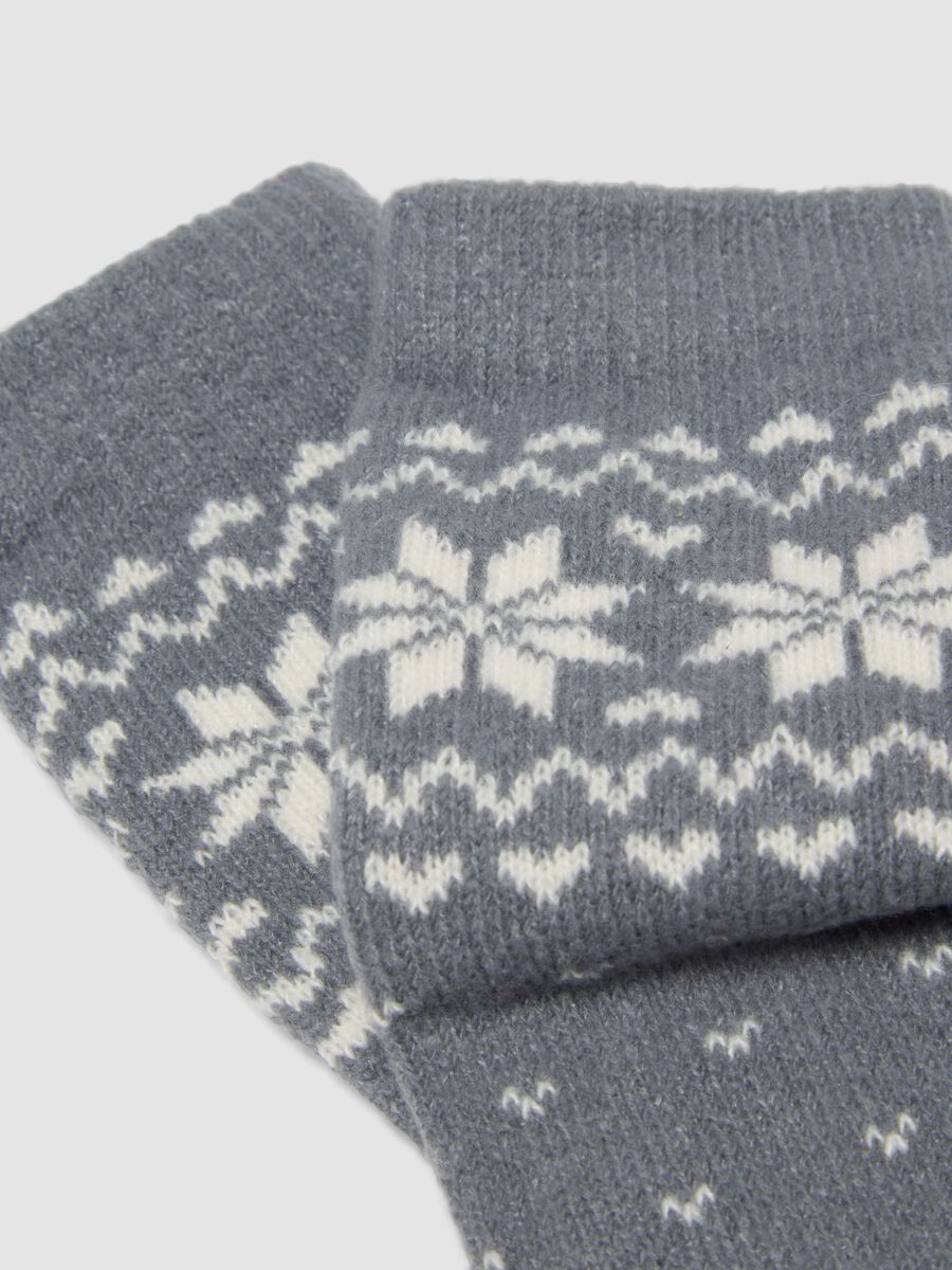 Grey melange jacquard stretch-fabric socks_1