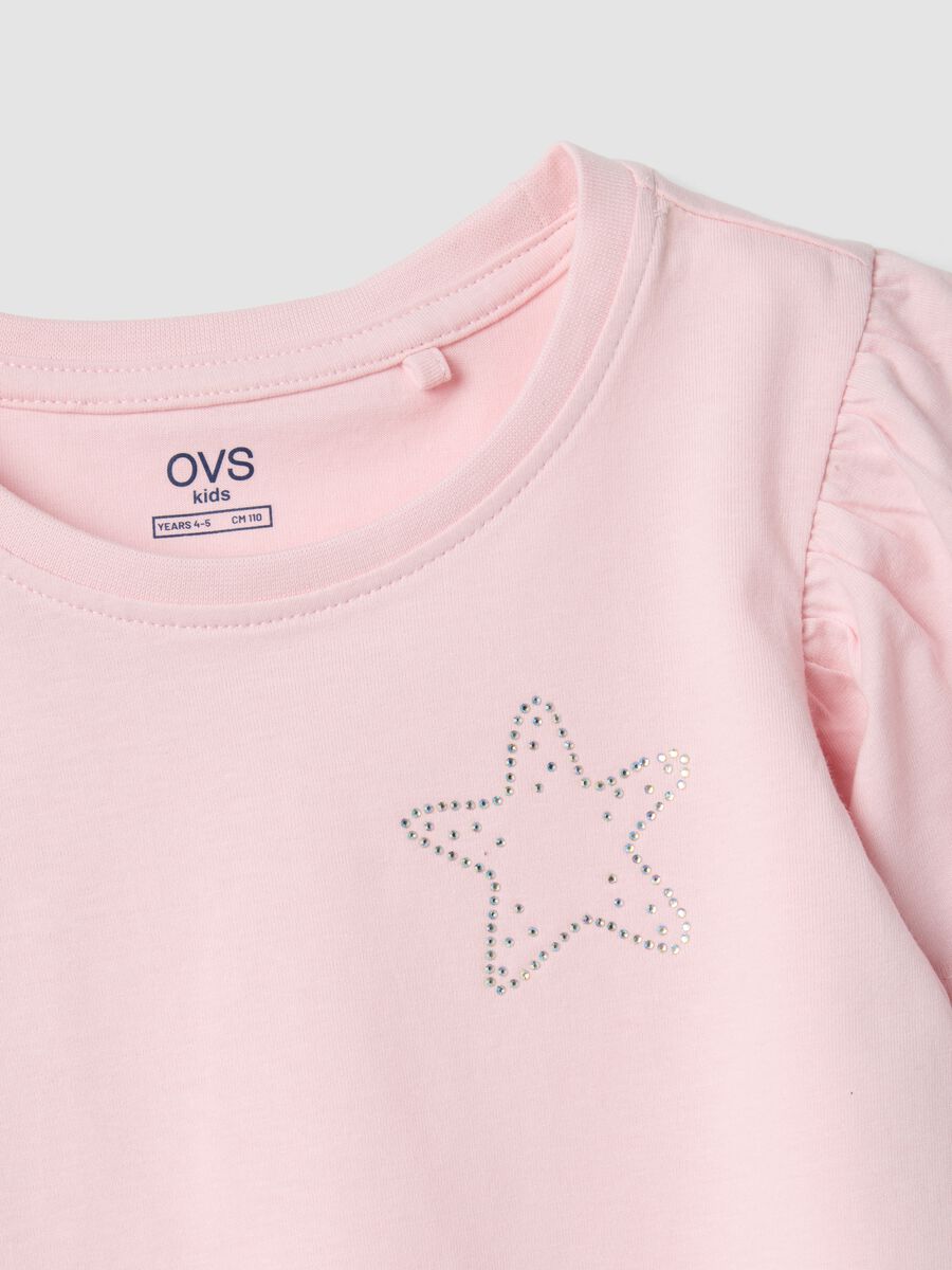 Girls&rsquo; pink pure cotton regular-fit T-shirt with star_3