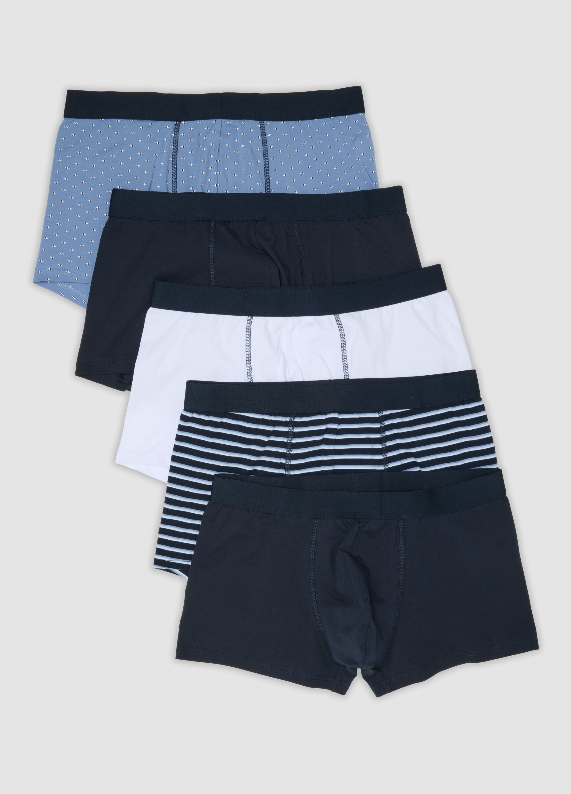 Five-pack of multicolour striped organic cotton boxer shorts