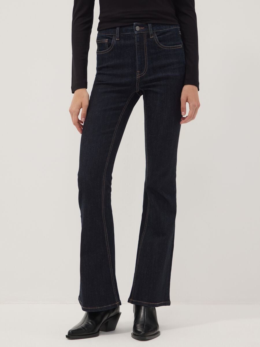 Blue flared stretch-cotton jeans_1