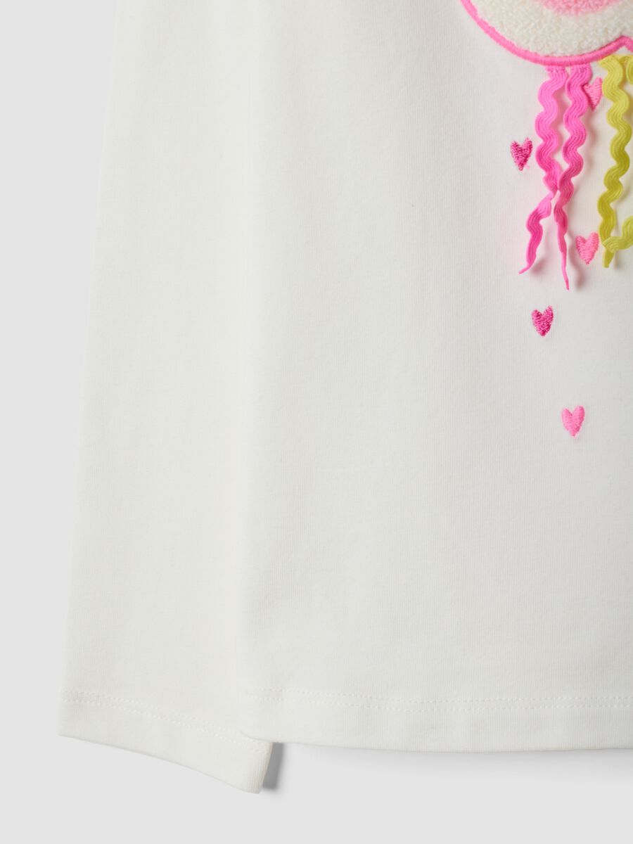 T-shirt bianca in cotone elasticizzato con girocollo_3