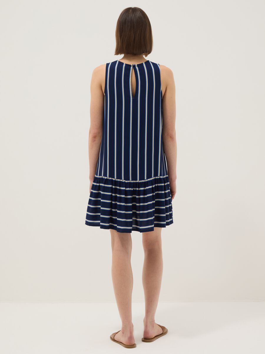 Sleeveless pure viscose multicolour striped dress, regular fit_2