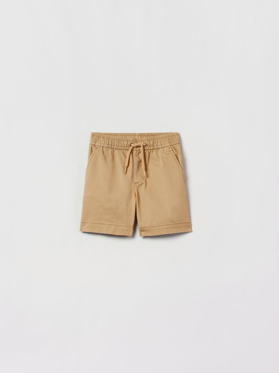 Shorts in cotone stretch con coulisse _0