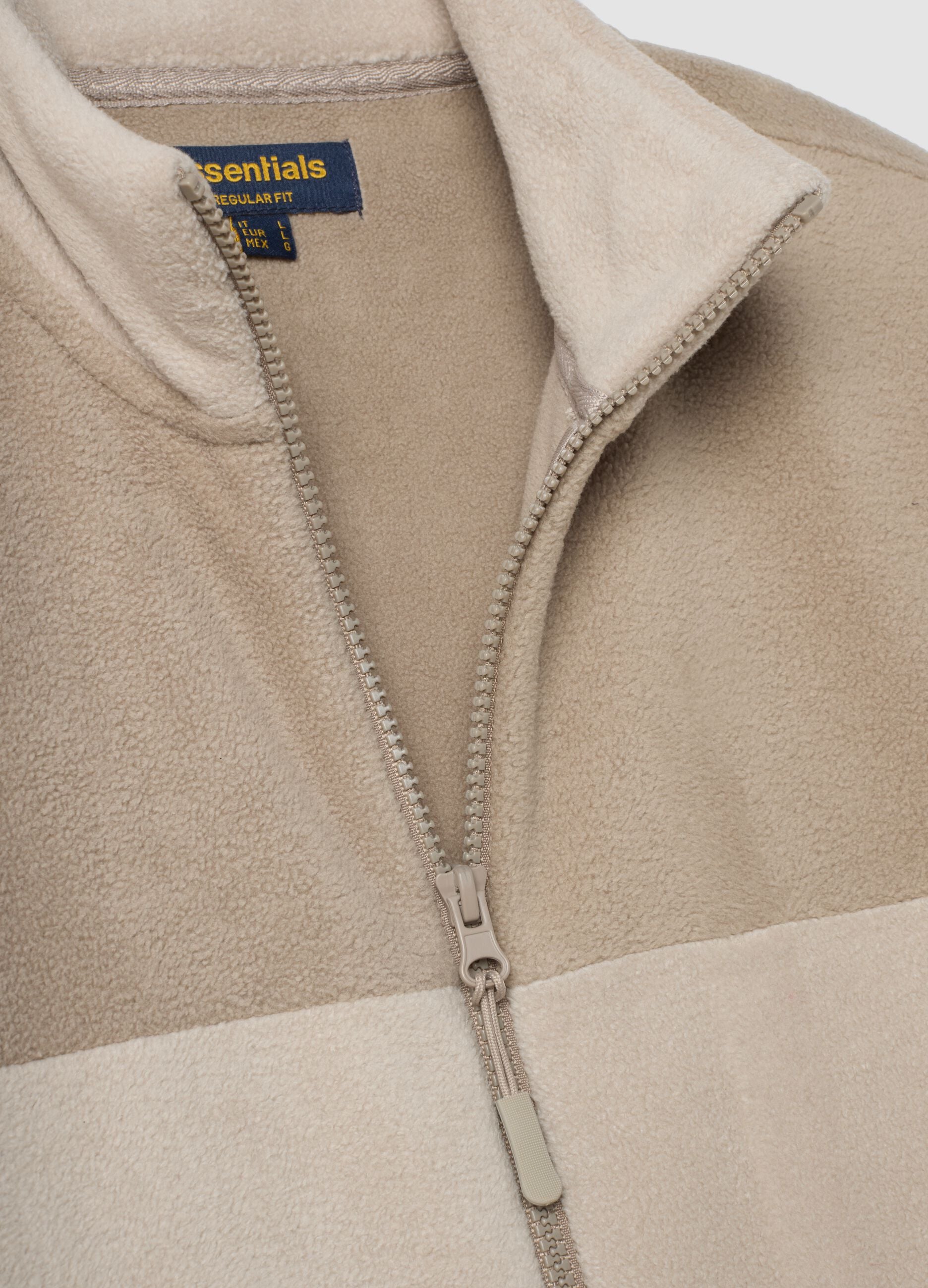 Grey fleece sweatshirt with collar and zip, regular fit