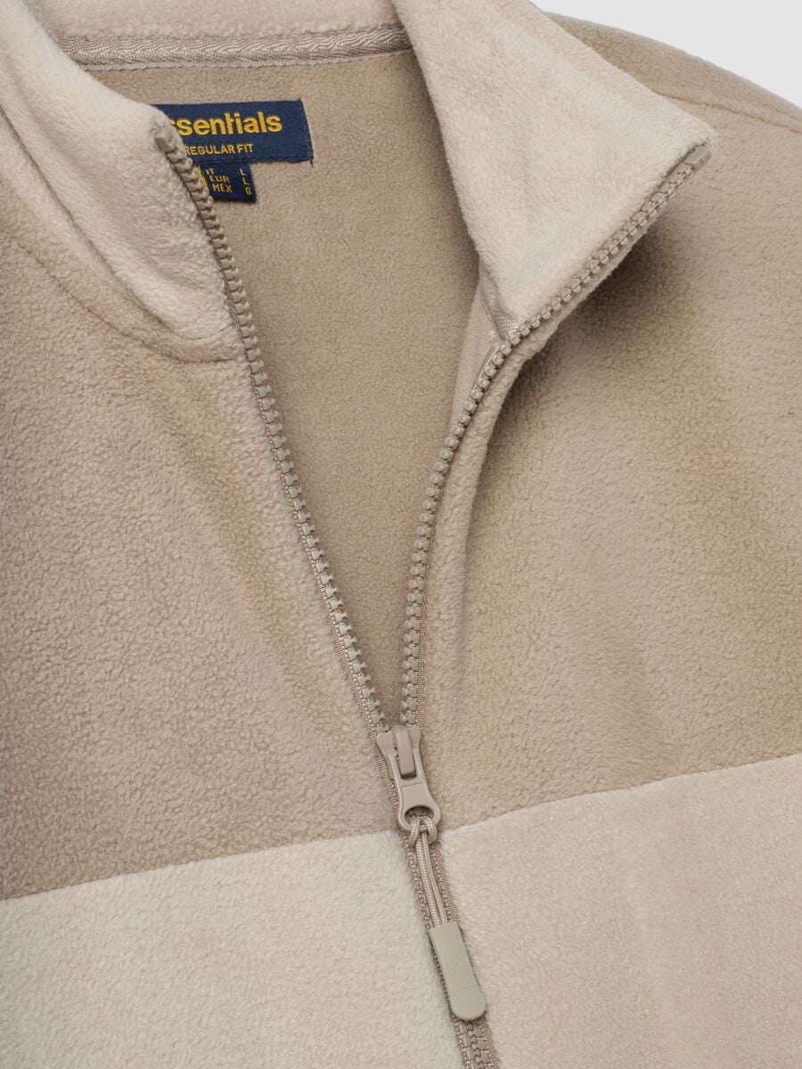 Grey fleece sweatshirt with collar and zip, regular fit_1