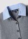 Cardigan grigio con colletto regular fit a coste effetto doppio strato_5