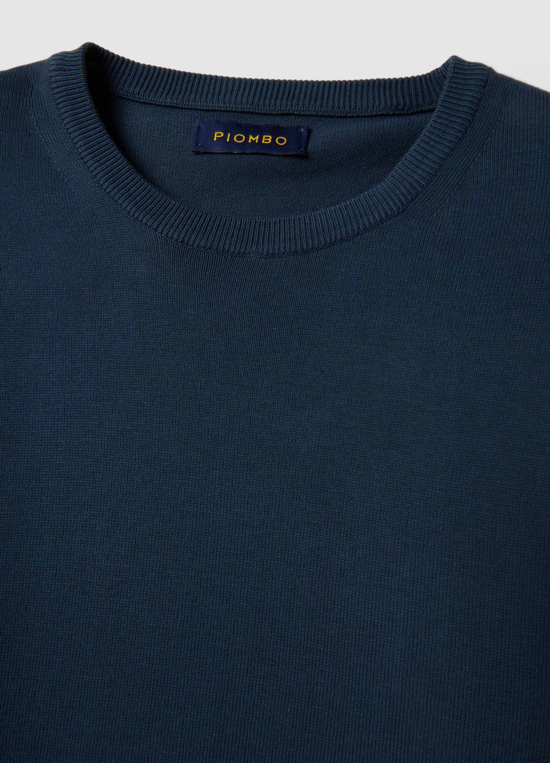 Blauer Baumwollpullover, Regular Fit