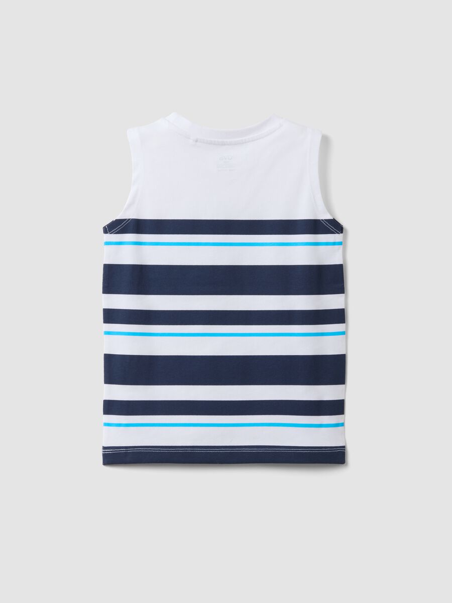 Blue and white striped pure cotton boys&rsquo; vest, regular fit_1