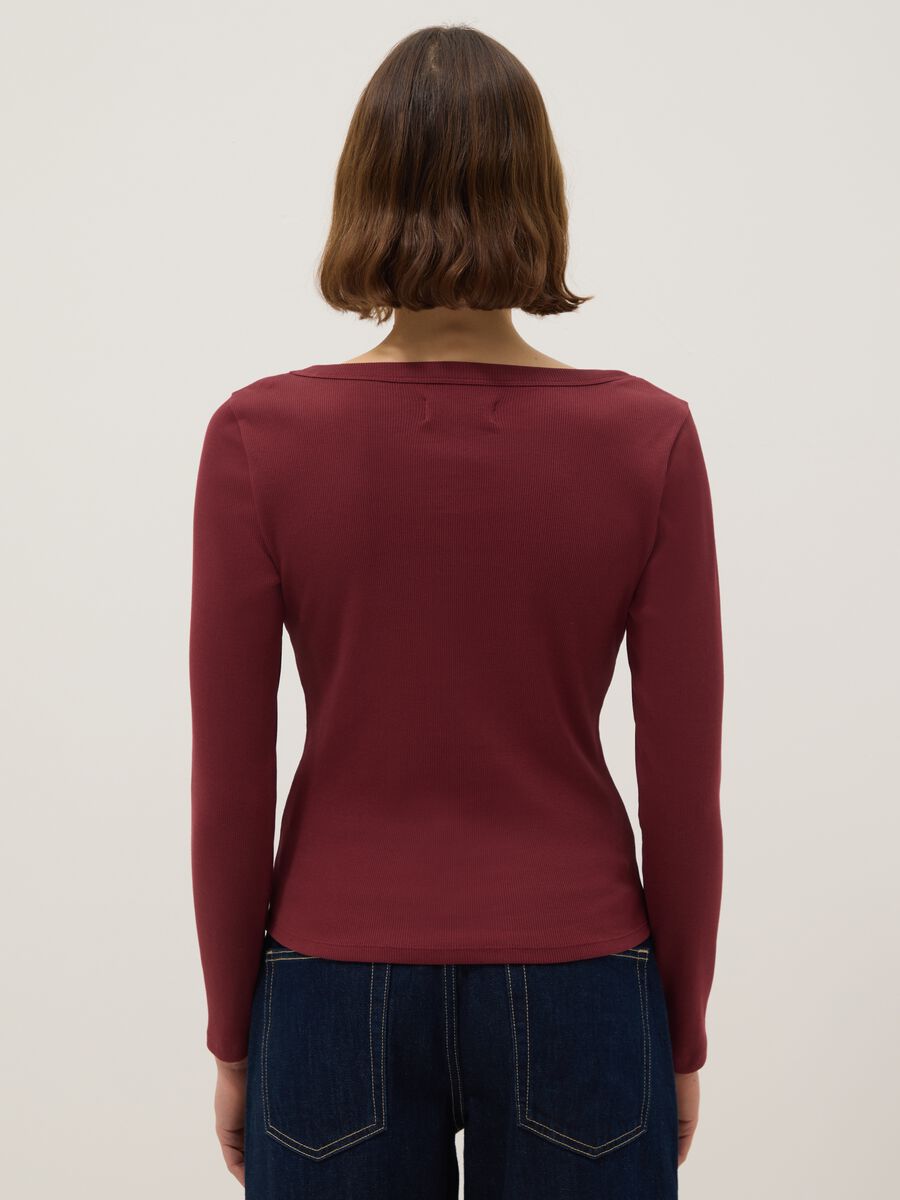 Red pure cotton long sleeve T-shirt regular fit_2