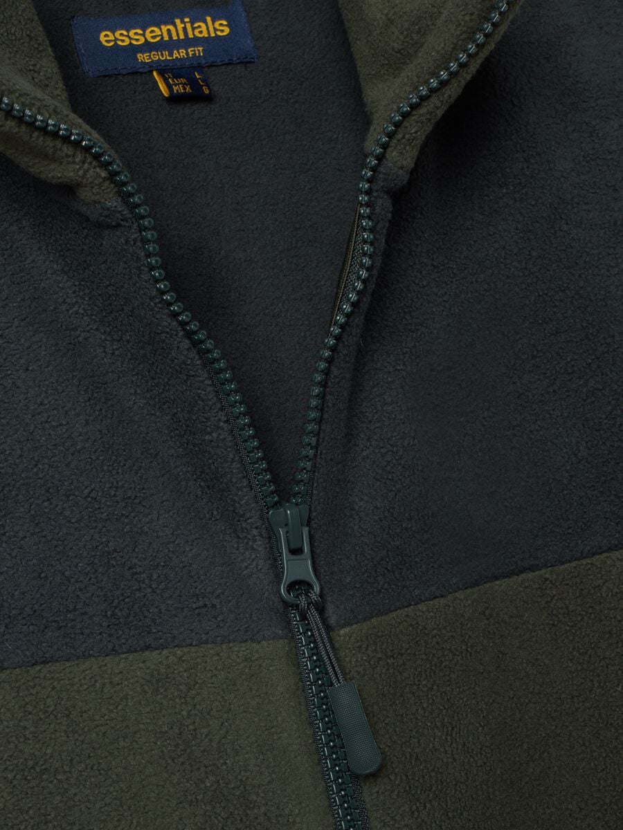 Green fleece zip-neck sweatshirt, regular fit_1