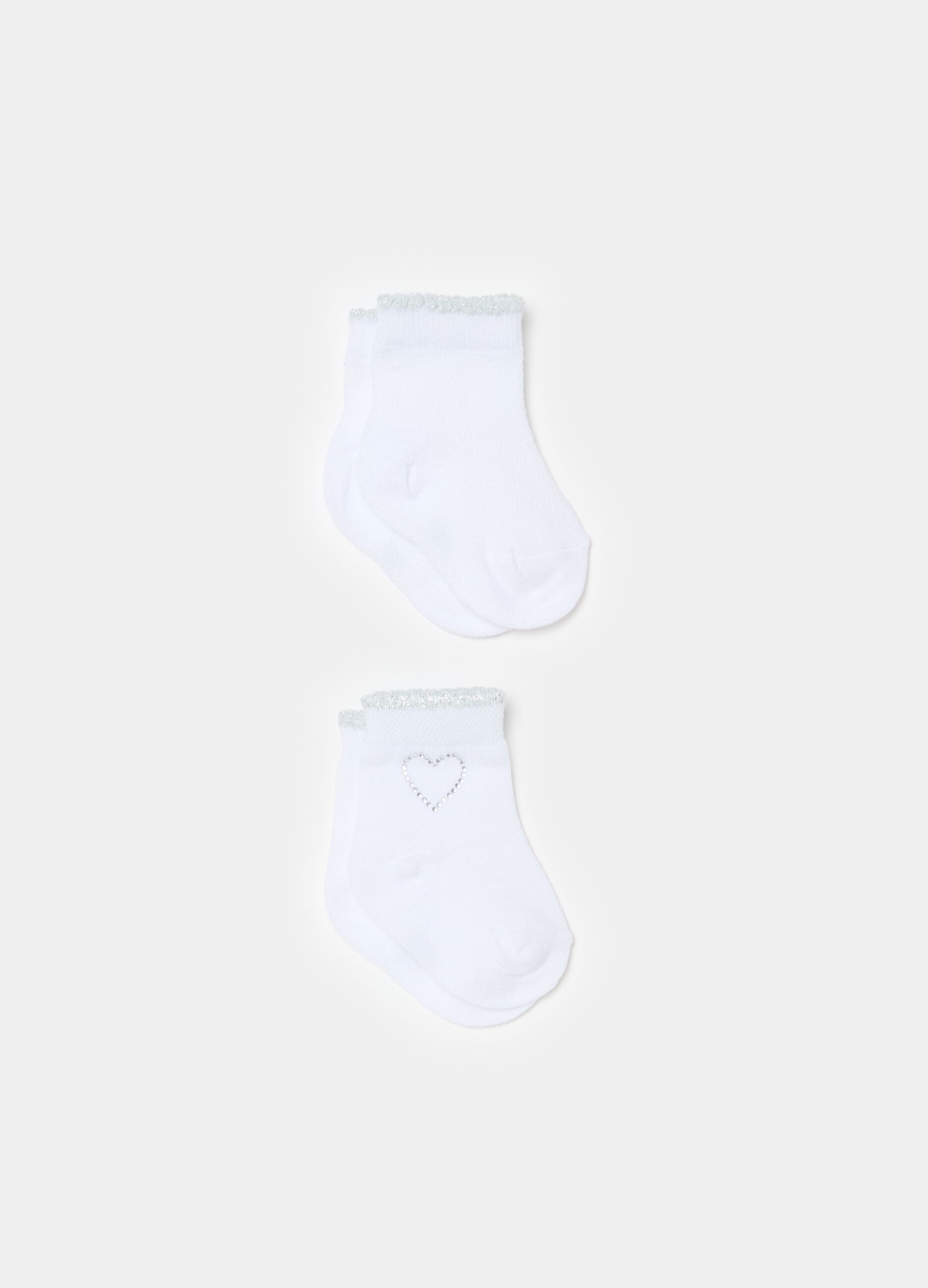 Two-pair pack socks with diamantés and lurex