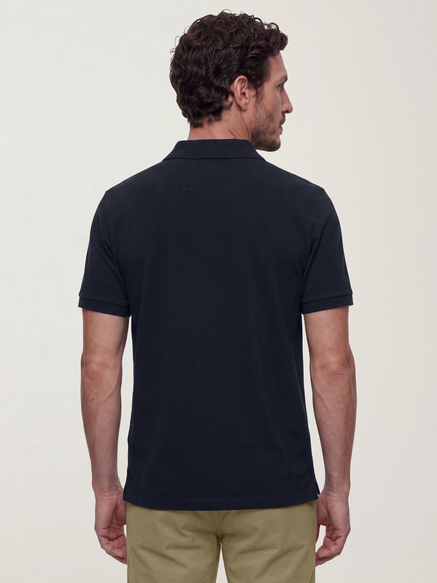 Black pure cotton piqu&eacute; polo shirt with classic collar, regular fit_1