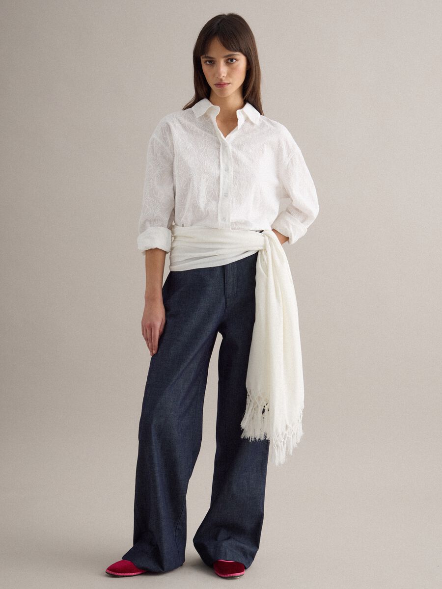 Wide Blue Cotton Trousers_0