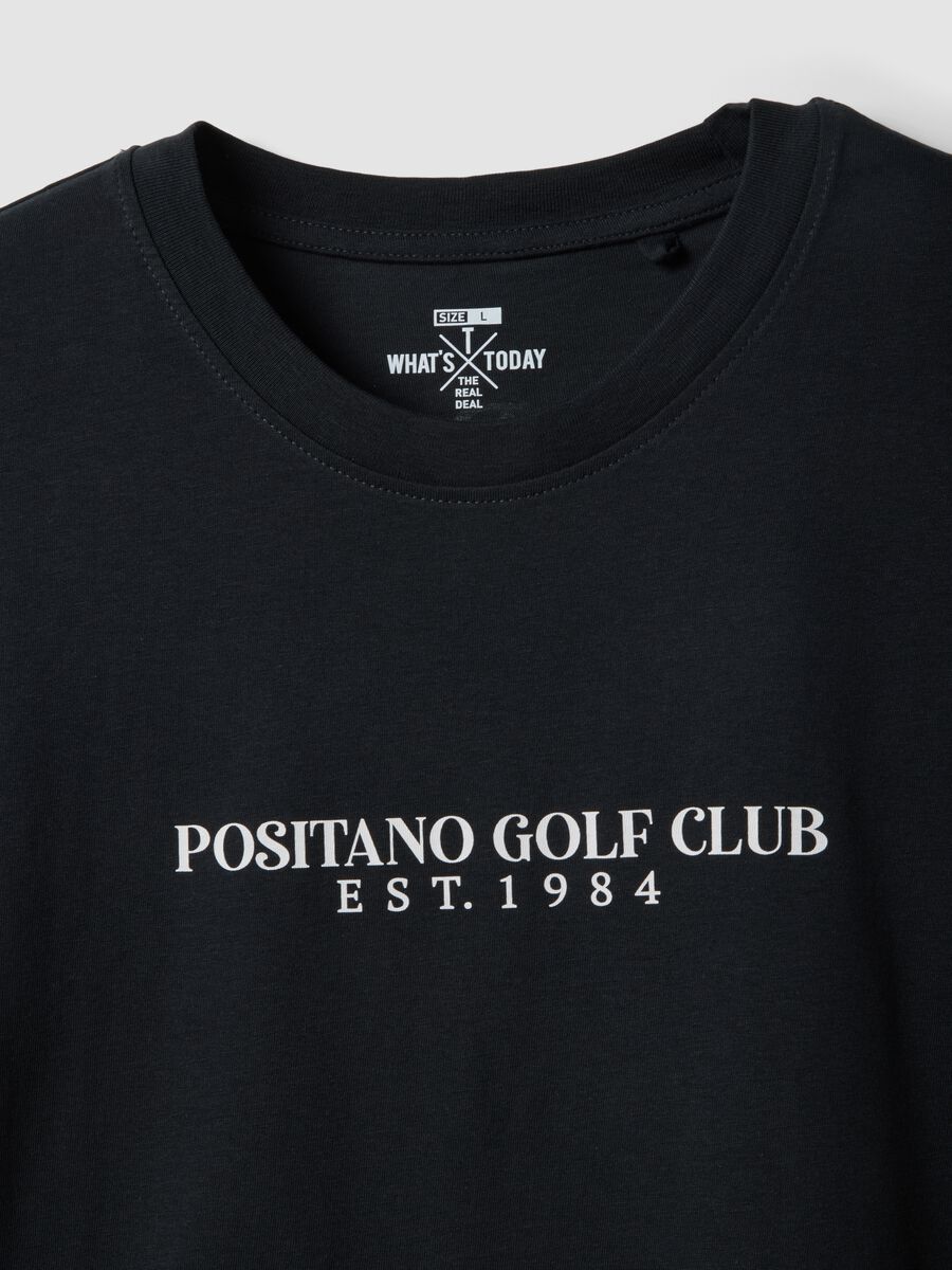 Black slogan T-shirt in pure cotton, regular fit_5