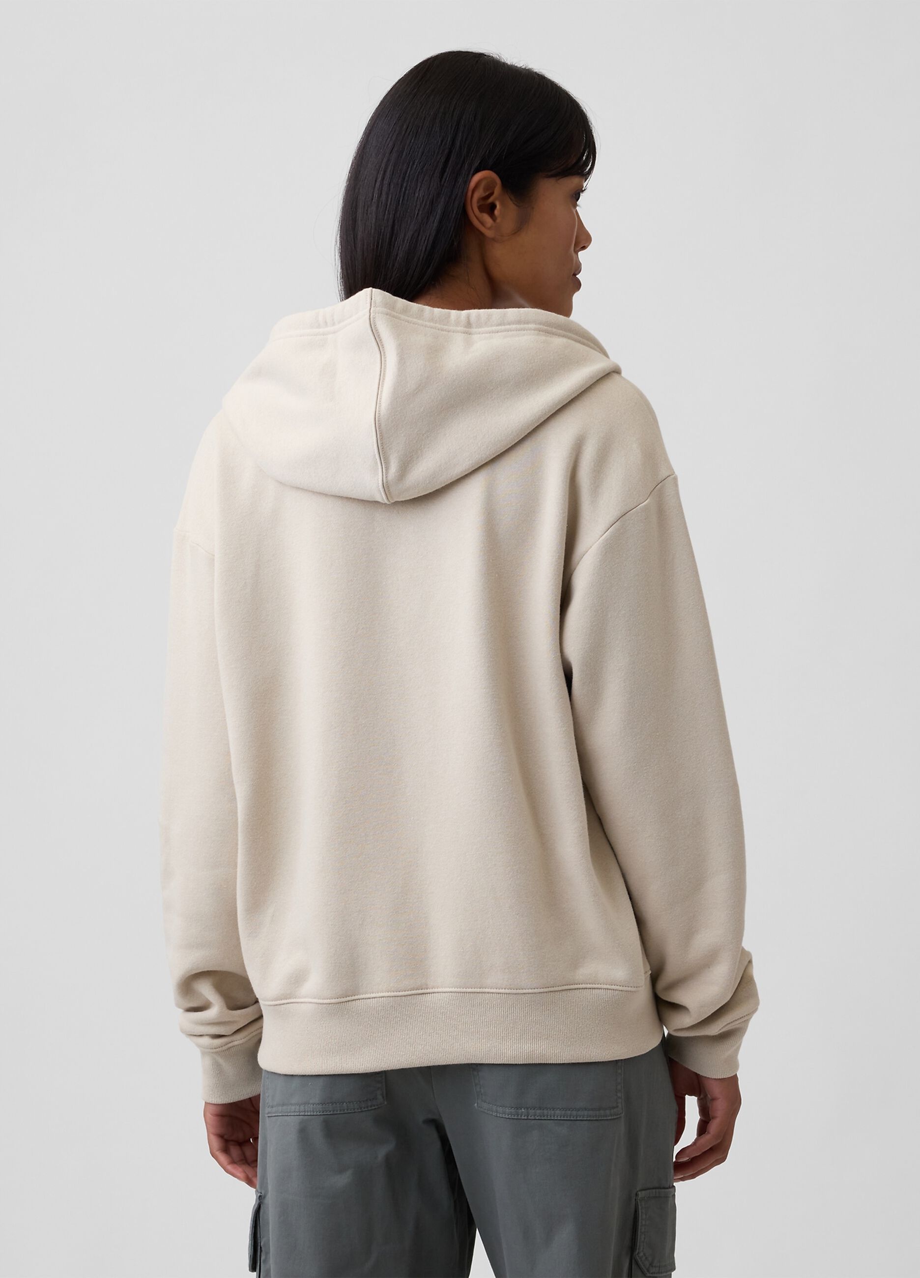 Sweatshirt bege com capuz em mistura de algod&atilde;o com log&oacute;tipo GAP