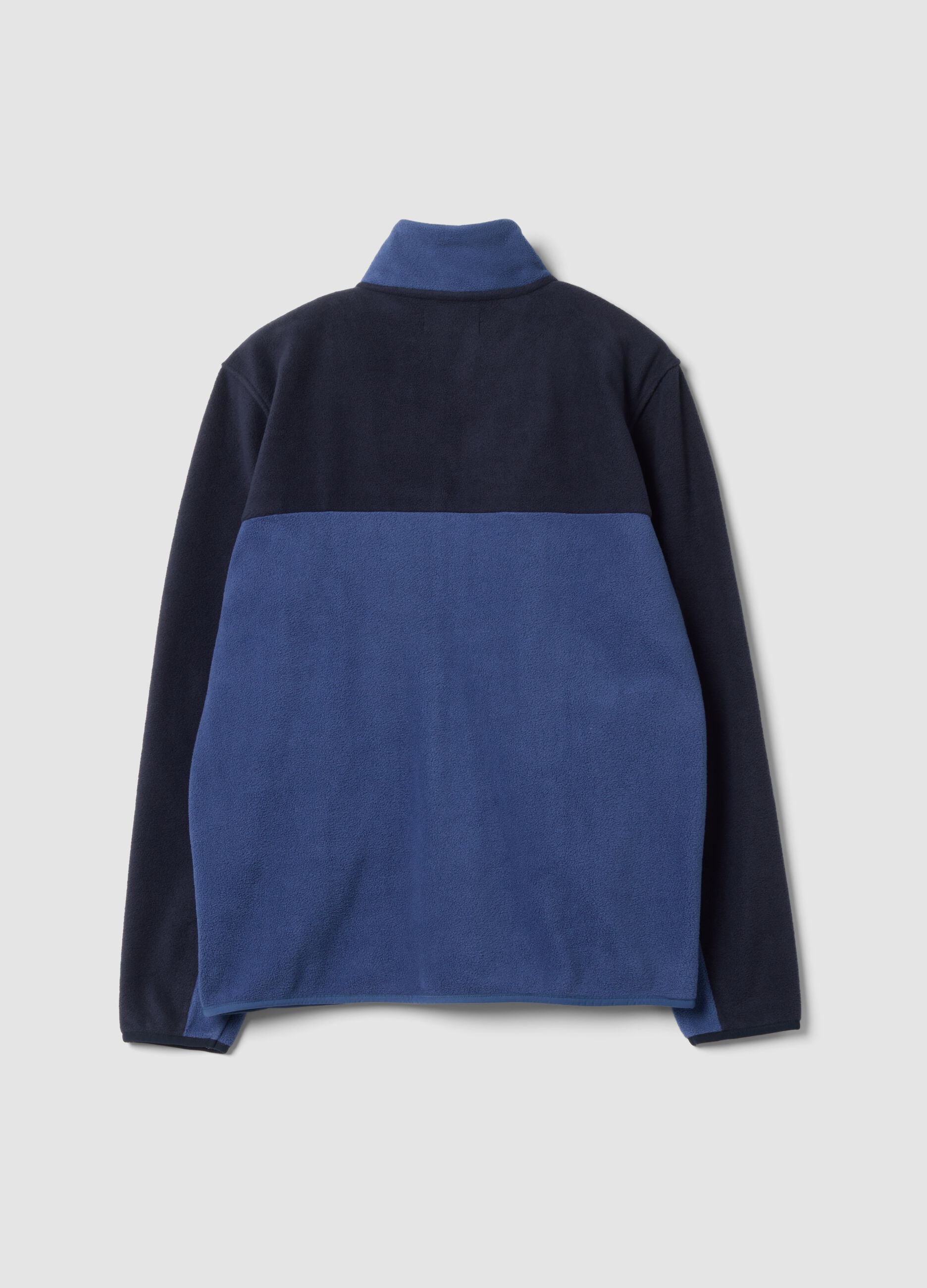Blue fleece sweatshirt with collar and zip, regular fit