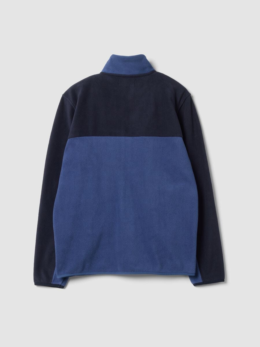 Blue fleece sweatshirt with collar and zip, regular fit_2