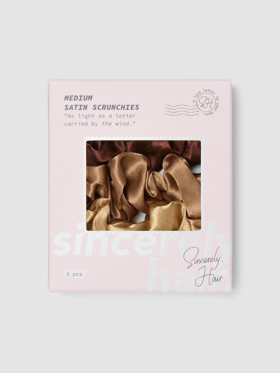 SINCERELY HAIR Chouchous en satin taille Medium, lot de 3, Mocha_0