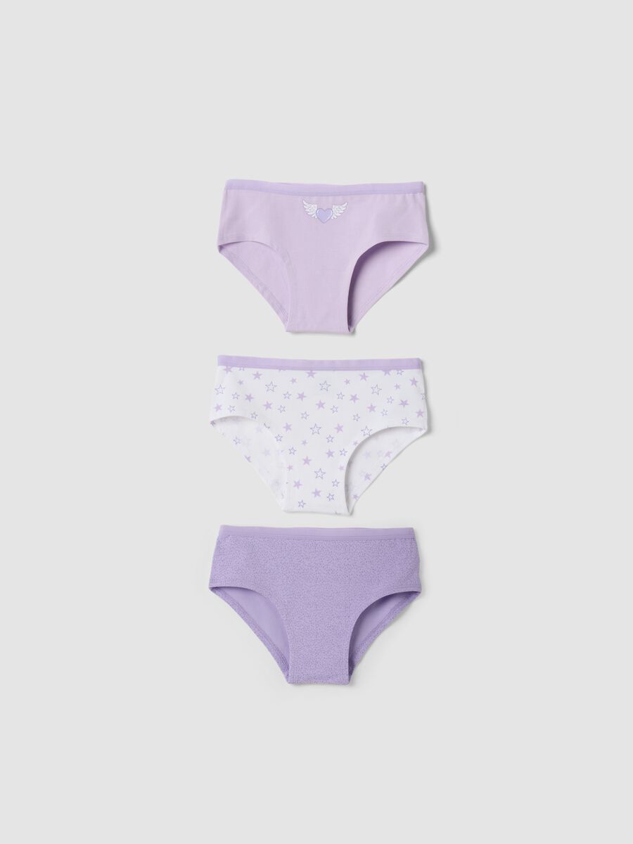 Tripack di slip viola in cotone organico elasticizzato_0