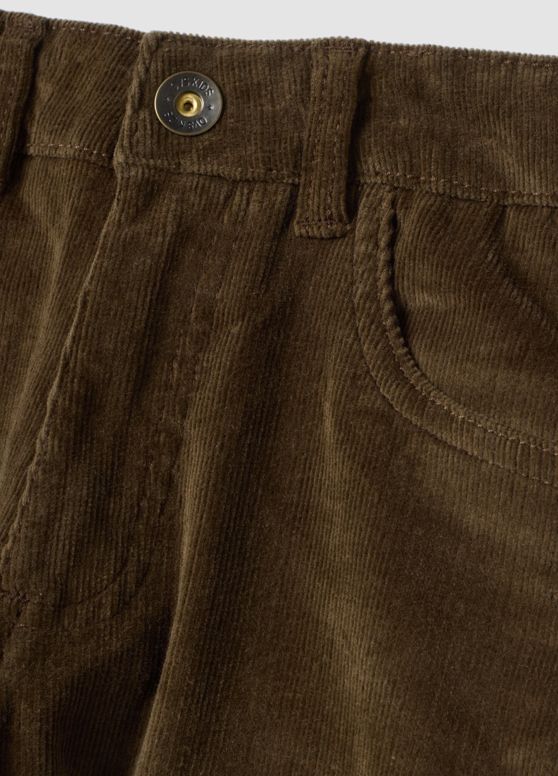 Brown ribbed stretch cotton trousers
