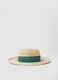 Sombrero panam&aacute; beige de puro tejido de papel con cinta multicolor_0