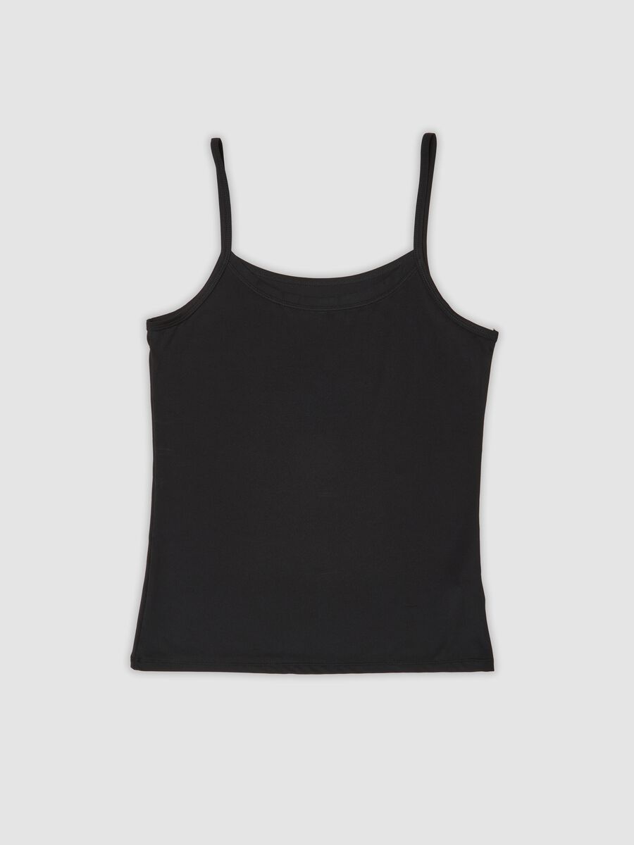 Black stretch crew-neck vest top, regular fit_4