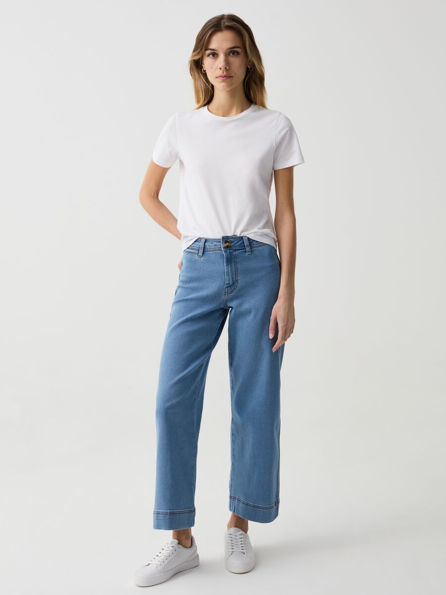 Wide-leg cropped culotte jeans_0